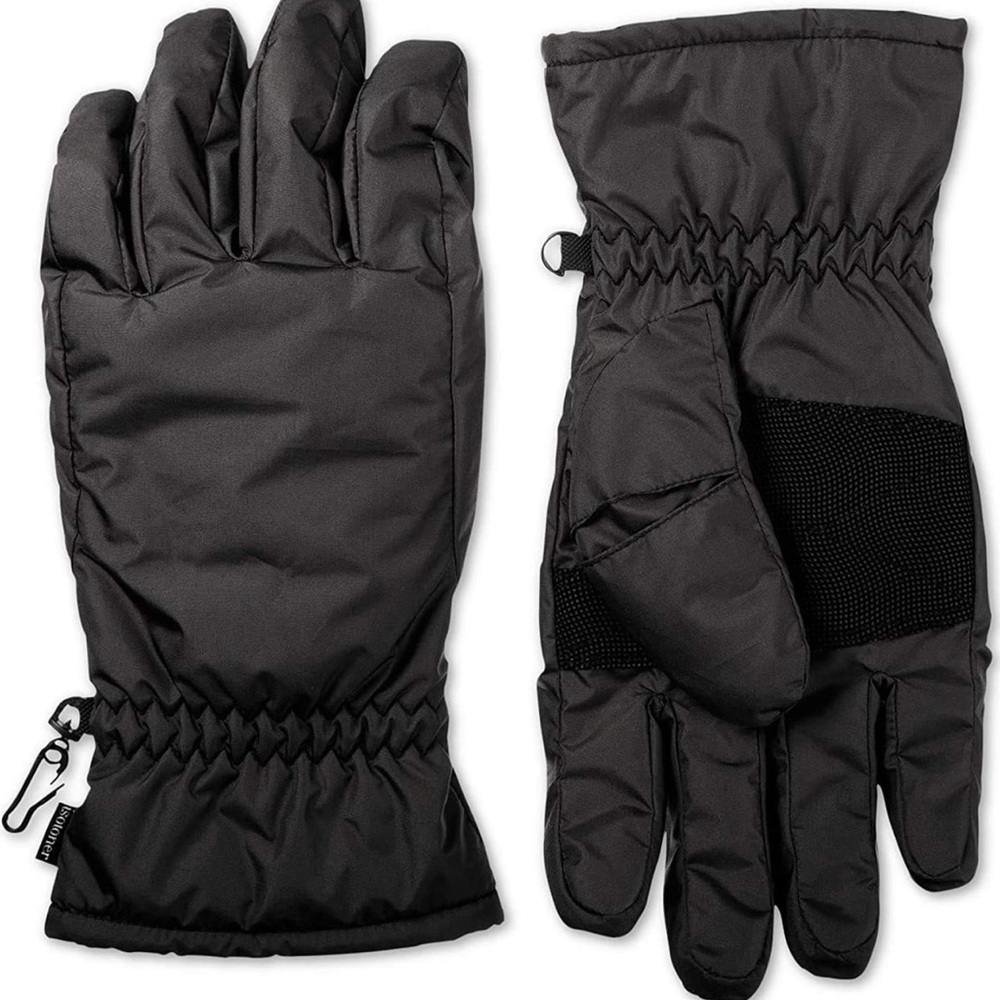 NWT Isotoner Signature Mens Black Fleece Thermal Warm Winter Gloves WATERPROOF